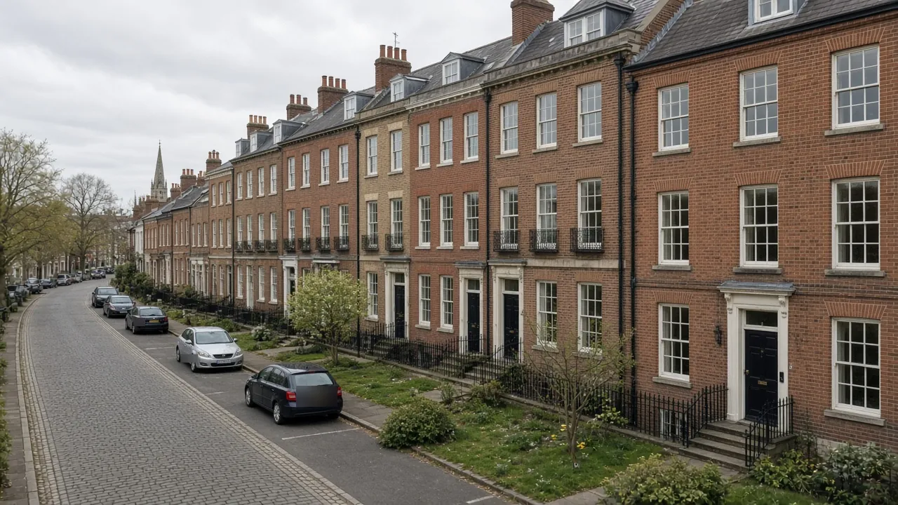 Example image: Georgian high street with cobbled verges in Yarm