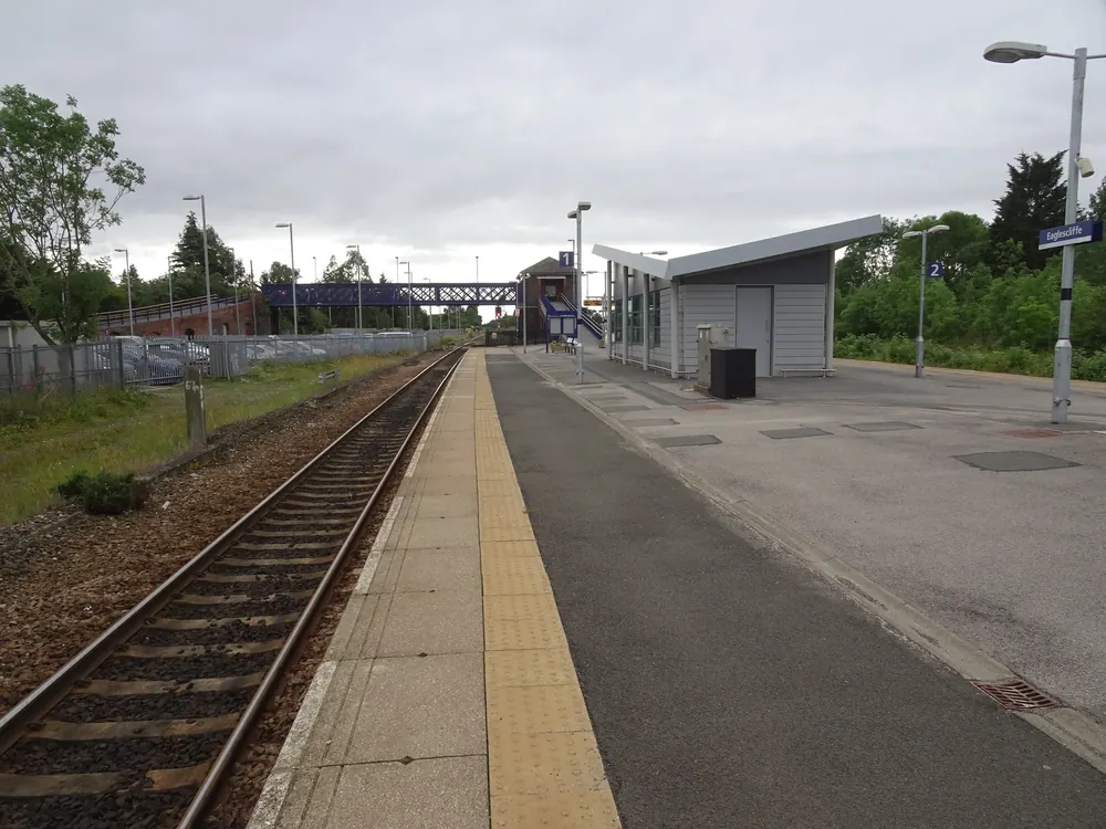 Eaglescliffe railway station, at the heart of the older part of Eaglescliffe