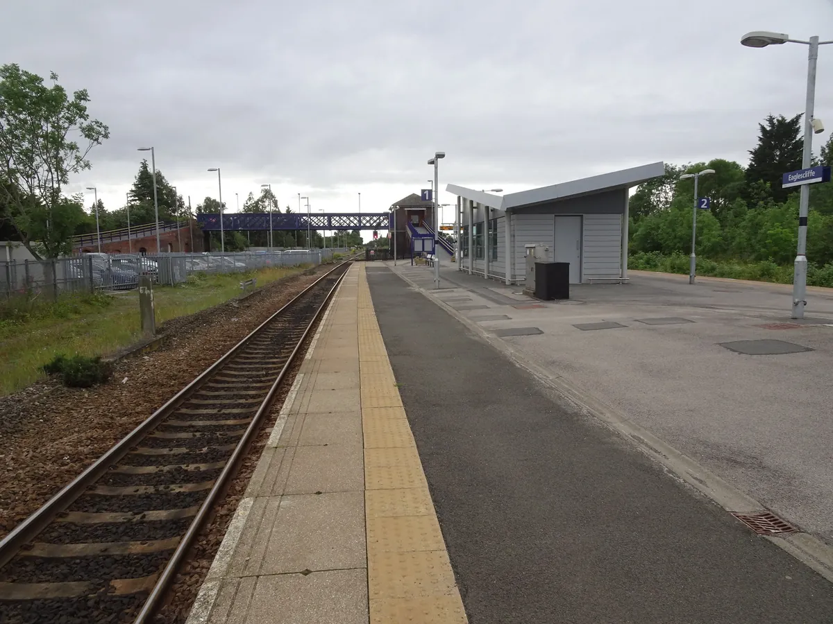 Eaglescliffe railway station, at the heart of the older part of Eaglescliffe